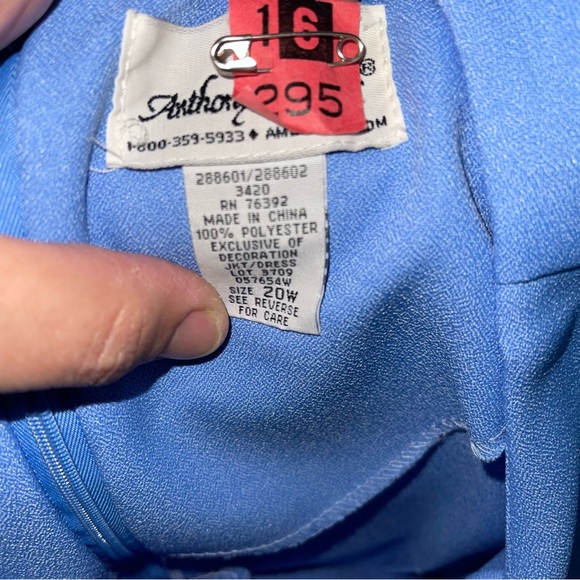 Anthony Richards Women’s Blue Sheath Dress With Matching Jacket Sz 20W Vtg - Picture 4 of 6